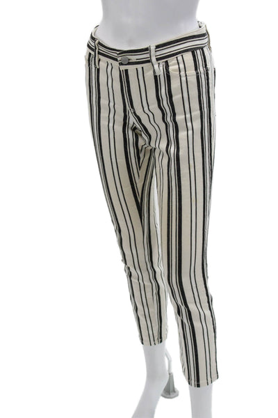 Club Monaco Women Cropped Ankle Striped Beige Mid Rise Pants Size 2