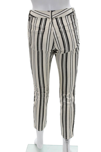 Club Monaco Women Cropped Ankle Striped Beige Mid Rise Pants Size 2