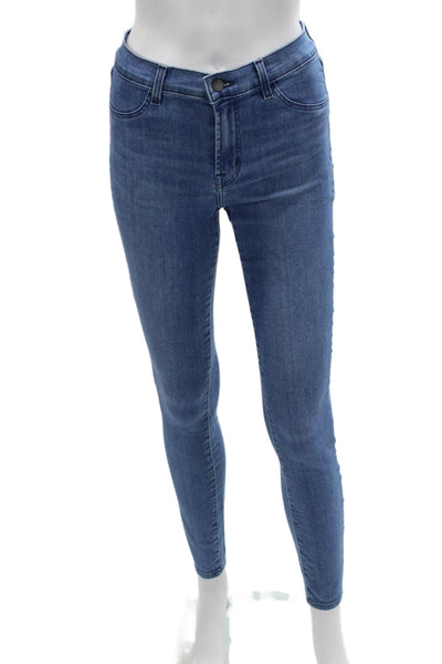J Brand Women Skinny Ankle Jeans Blue Mid Rise Button Closure Size 25