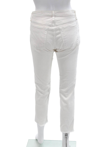 Rag & Bone Womens Cropped Skinny Jeans White Mid Rise Button Size 25