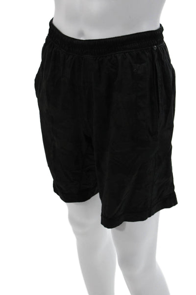 Lululemon Mens Sweat Shorts Black Camo Nylon Blend Drawstring Size M