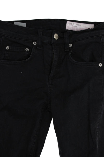 Rag & Bone Women Skinny Ankle Black Jeans Button Size 24