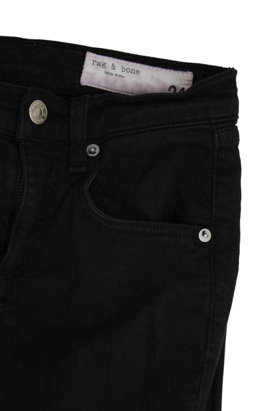 Rag & Bone Women Skinny Ankle Black Jeans Button Size 24