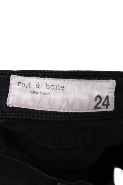 Rag & Bone Women Skinny Ankle Black Jeans Button Size 24