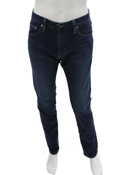 AG Mens Skinny Straight Dark Blue Jeans Button Fly Size 31