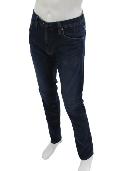 AG Mens Skinny Straight Dark Blue Jeans Button Fly Size 31
