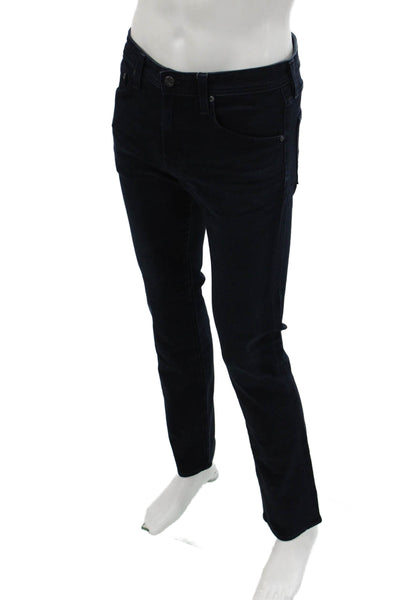 AG Mens Skinny Straight Jeans Dark Blue Button 96% Cotton Size 31