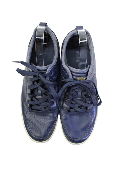 Adidas Men's Leather Rubber Sole Lace Up Trainer Sneakers Navy Blue Size 10