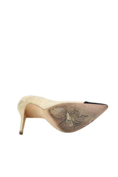 Jean Michel Cazabat Womens Stiletto Pointed Cap Toe Pumps Brown Suede Size 37.5