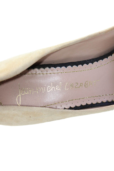Jean Michel Cazabat Womens Stiletto Pointed Cap Toe Pumps Brown Suede Size 37.5