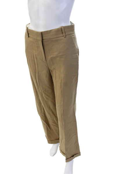 J Crew Unisex Dress Pants Beige Wool Button Closure Size 0