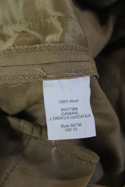 J Crew Unisex Dress Pants Beige Wool Button Closure Size 0