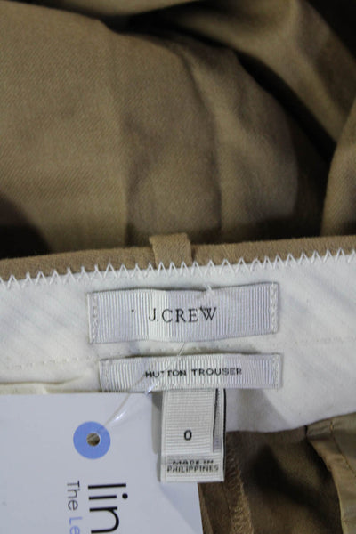 J Crew Unisex Dress Pants Beige Wool Button Closure Size 0