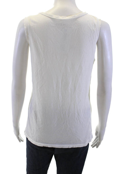 Imrie Women Basic White Viscose Graphic Tank Sleeveless Round Neck Size XS
