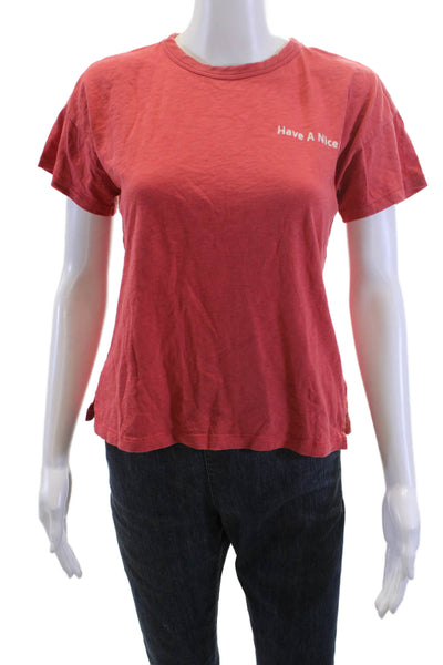 Rag & Bone Jean Women Red Pima Cotton Short Sleeve T-Shirt Size XS