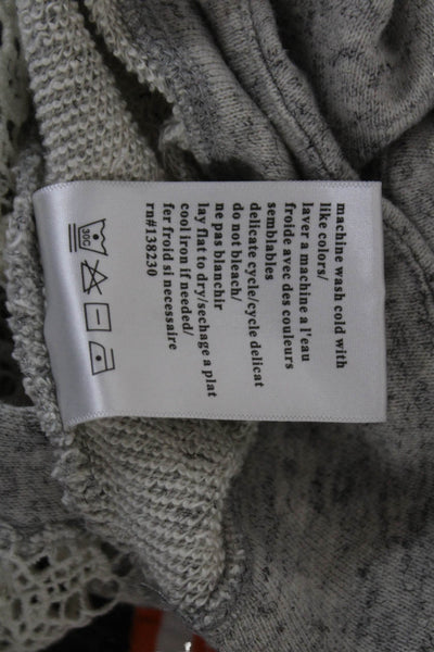 Pam & Gela Women Pullover Sweatshirts Gray Cotton Round Neck Long Sleeve Size S