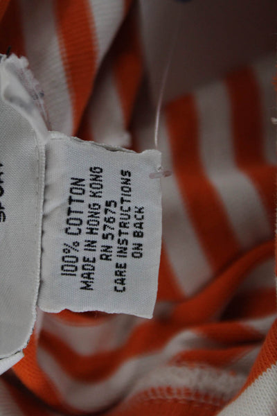 Vittadini Women Pullover Hoodies Orange Striped Cotton Size L