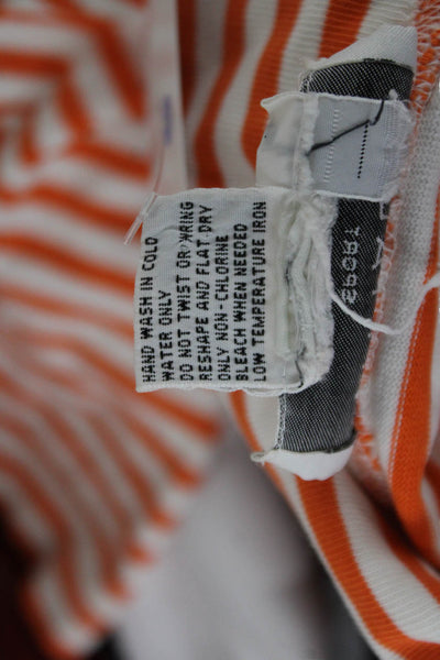 Vittadini Women Pullover Hoodies Orange Striped Cotton Size L