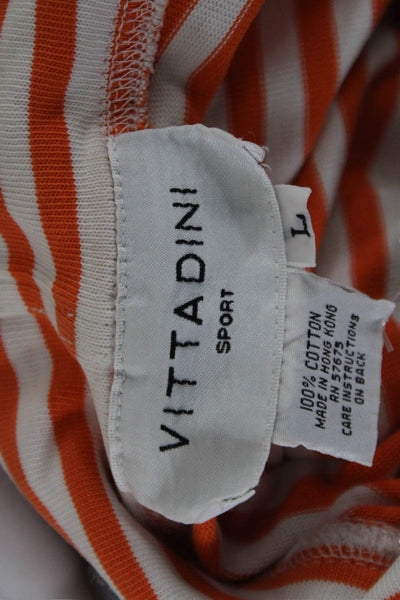 Vittadini Women Pullover Hoodies Orange Striped Cotton Size L