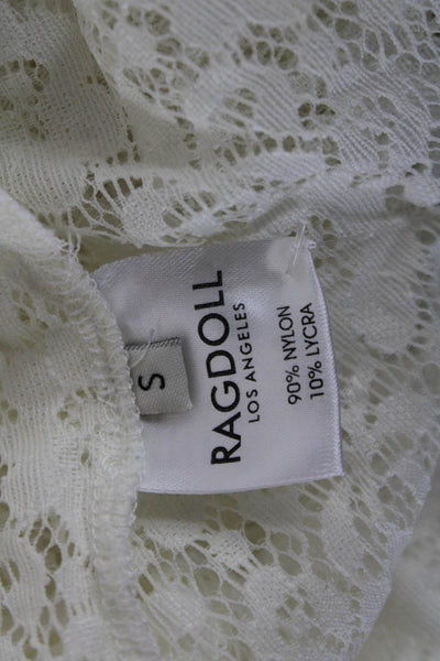 Ragdoll Womens White Floral 3/4 Sleeve Bohemian Blouse Size S