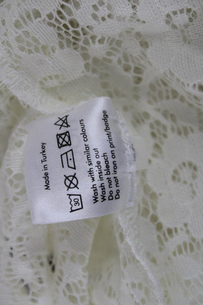 Ragdoll Womens White Floral 3/4 Sleeve Bohemian Blouse Size S