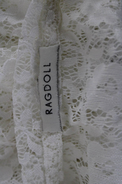 Ragdoll Womens White Floral 3/4 Sleeve Bohemian Blouse Size S