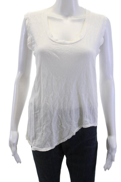 LNA Women White Basic Cotton Sleeveless Round Neck Tank Solid Size S