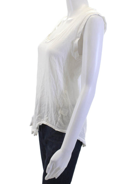 LNA Women White Basic Cotton Sleeveless Round Neck Tank Solid Size S