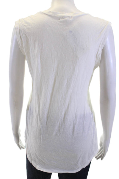 LNA Women White Basic Cotton Sleeveless Round Neck Tank Solid Size S