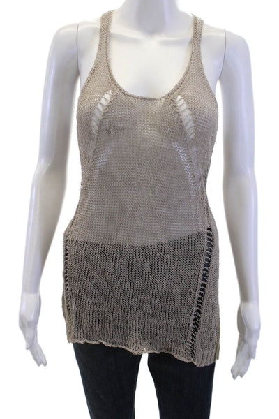Inhabit Women Tunic Beige Sleeveless Round Neck Linen Petite Size S