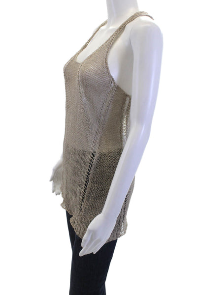 Inhabit Women Tunic Beige Sleeveless Round Neck Linen Petite Size S