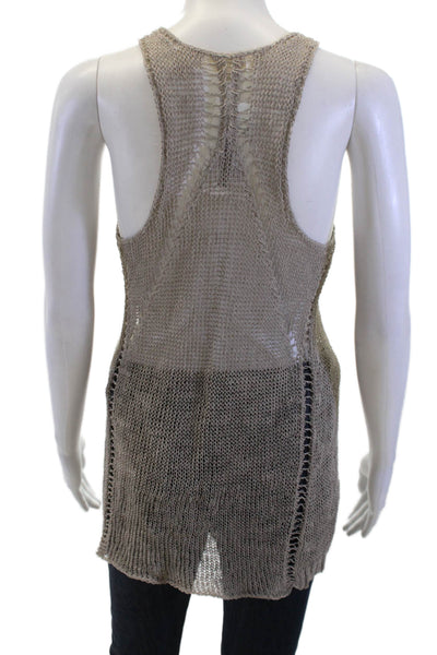 Inhabit Women Tunic Beige Sleeveless Round Neck Linen Petite Size S