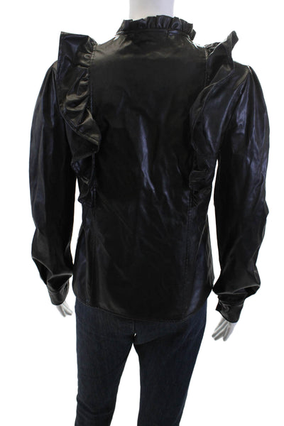 CBR Womens Gothic Black High Neck Button-Up Blouse Long Sleeve Size S