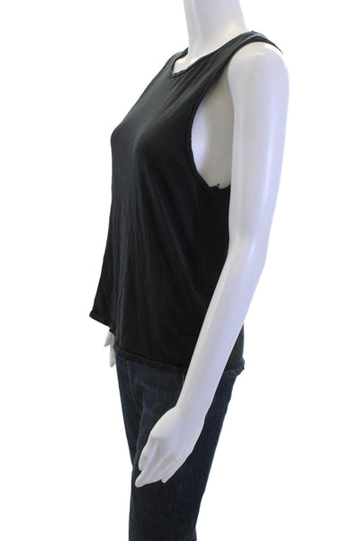 Ragdoll Women Basic Black 100% Cotton Round Neck Sleeveless Tank Size XS