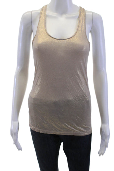 Free People Womens Basic Sleeveless Tank Round Neck Beige Modal Size XS