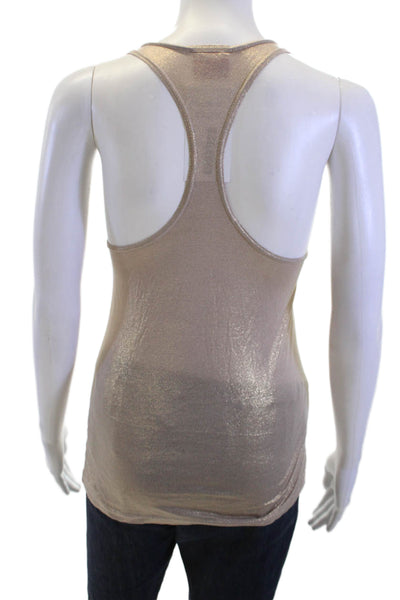 Free People Womens Basic Sleeveless Tank Round Neck Beige Modal Size XS