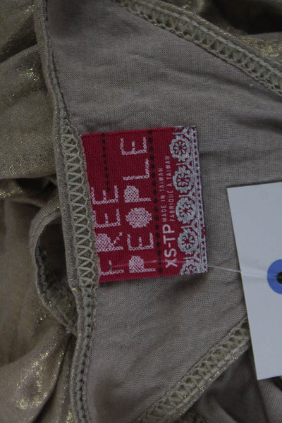 Free People Womens Basic Sleeveless Tank Round Neck Beige Modal Size XS