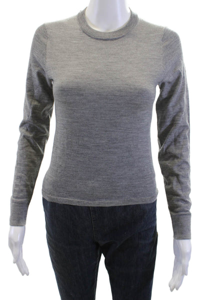 J Crew Women Merino Wool Gray Crew Neck Pullover Long Sleeve Size 2XS