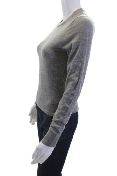 J Crew Women Merino Wool Gray Crew Neck Pullover Long Sleeve Size 2XS
