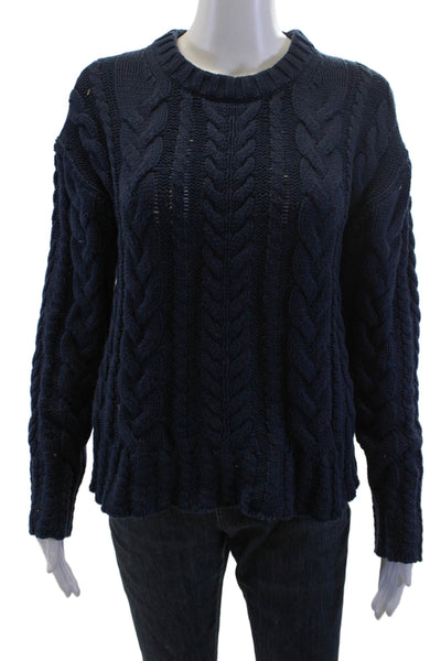 J Crew Women Pullover Merino Wool Crew Neck Dark Blue Sweater Size XS