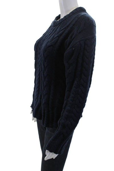J Crew Women Pullover Merino Wool Crew Neck Dark Blue Sweater Size XS
