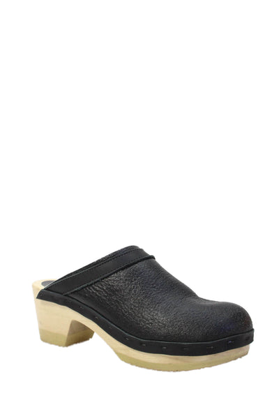 No. 6 Store Womens Dakota Shearling Mid-Heeled Clogs Black Size 8
