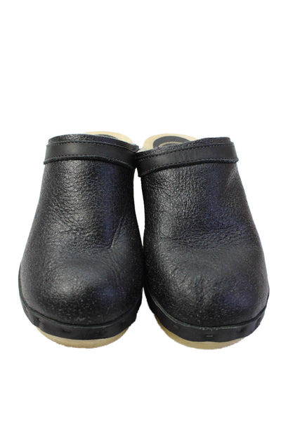 No. 6 Store Womens Dakota Shearling Mid-Heeled Clogs Black Size 8