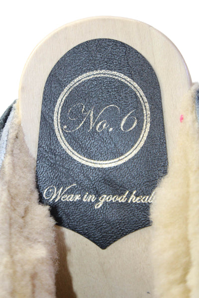 No. 6 Store Womens Dakota Shearling Mid-Heeled Clogs Black Size 8