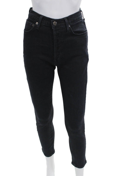 Agolde Women High Rise Ankle Skinny Jeans Black Size 25