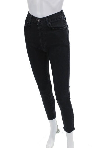 Agolde Women High Rise Ankle Skinny Jeans Black Size 25