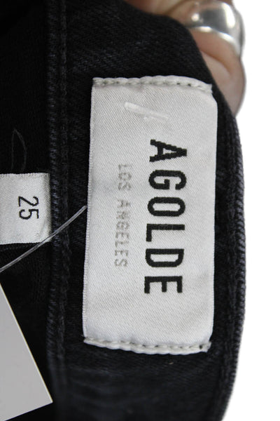 Agolde Women High Rise Ankle Skinny Jeans Black Size 25