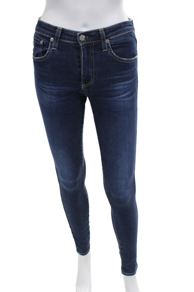 AG Adriano Goldschmied Women Skinny Ankle Dark Blue High Rise Jeans Size 26