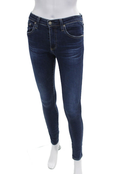 AG Adriano Goldschmied Women Skinny Ankle Dark Blue High Rise Jeans Size 26