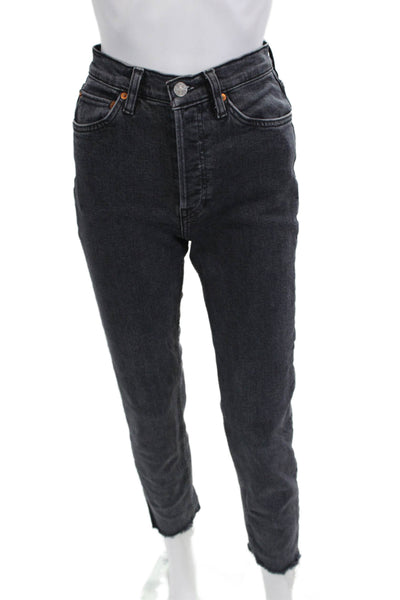 Re/Done Womens Dark Gray High Rise Cropped Ankle Jeans Size 26